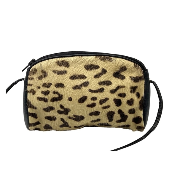 M Made In Italy Handbags - Made in Italy Leopard Print Leather Cowhide Small Crossbody Bag